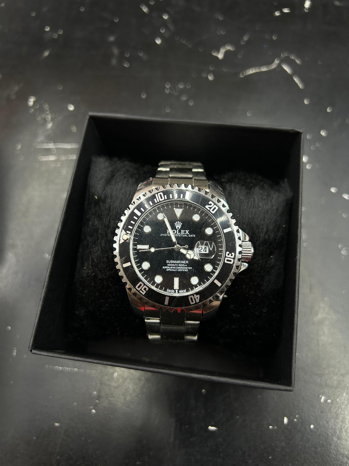 Relógio Rolex Submariner Style Subaquático Prata Preto