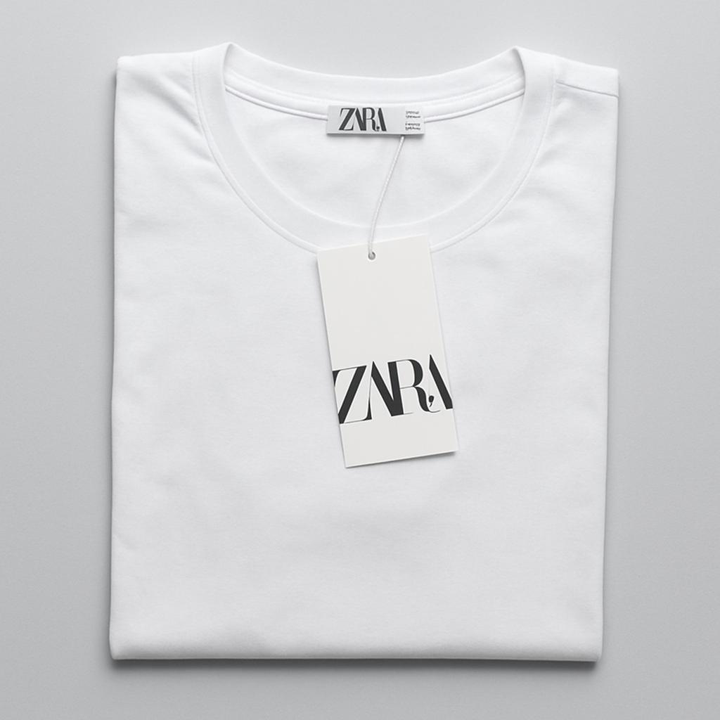 Camiseta Grife Básica Branca Padrão Zara Confort Malha Alta Tecnologia