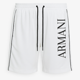 Short Armani Branco com Cordão Preto e Logo Lateral Vertical