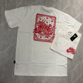 Camiseta Grife NIKE Off-White com Logotipo Estilizado Vermelho