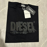 Camiseta Grife DIESEL Preta com Logo Tonal Texturizado